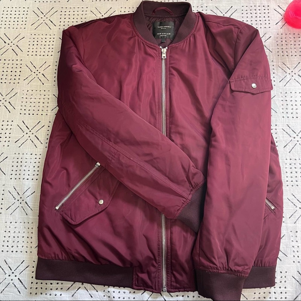 Zara Bomber jacket in Burgundy. - Picture 6 of 8